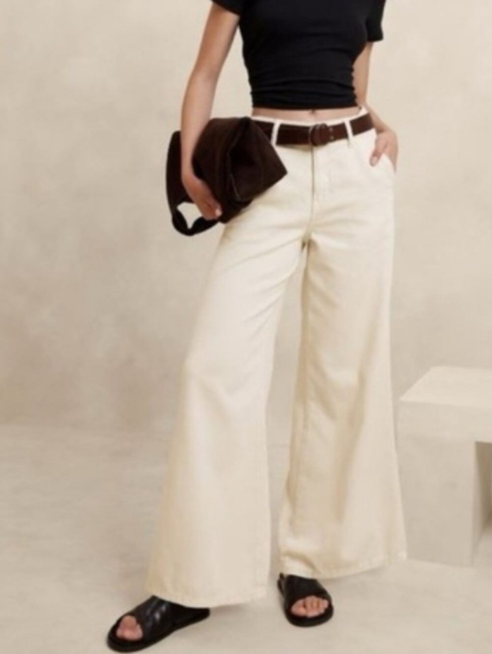 Banana Republic Cream Ultra High Rise Wide Leg Jeans